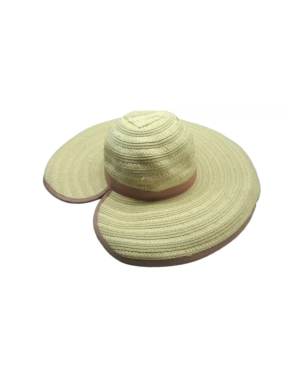 INC International Concepts Womens Floppy Straw Sun Hat Paper Split Brim w/Lace
